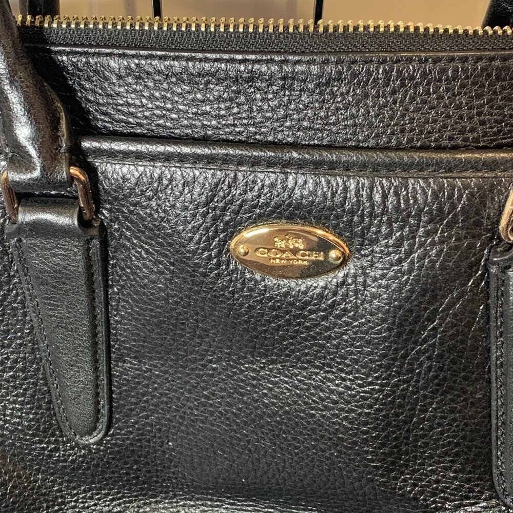 Coach Morgan Black Pebbled Leather Top Handle Satchel Bag Purse Retail $498.00 - Picture 3 of 12